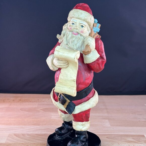 Vintage Santa Claus Figurine with Scroll and Toy Sack - Picture 2 of 8